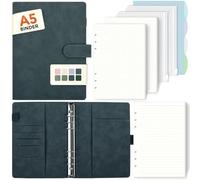 SKYDYE A5 Classeur à 6 anneaux - Papier de recharge de 135 feuilles, Classeur à anneaux A5 avec pochettes et intercalaires pour notes scolaires et journaux de voyage (Bleu foncé)