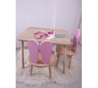 Skye Decor, Bunny Two Chair Set - Rose, Marron, Set de table pour enfants, Rose, 100 % MDF, 50 x 45 x 60 cm