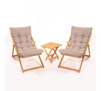 Skye Decor, ensemble de mobilier de jardin haut de gamme (3 pièces), 100 % hêtre, non verni, table : 40 x 40 cm, chaises : 59 x 90 x 44 cm, peinture de protection pour bois à base d'eau, style rustiqu