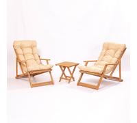 Skye Decor, ensemble de mobilier de jardin haut de gamme (3 pièces), 100 % hêtre, non verni, table : 40 x 40 x 40 cm, chaises : 50 x 81 x 50 cm, lasure à base d'eau, marron et crème, style rustique.