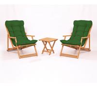 Skye Decor, ensemble de mobilier de jardin haut de gamme (3 pièces), 100 % hêtre, non verni, table : 40 x 40 x 40 cm, chaises : 50 x 81 x 50 cm, lasure à base d'eau, vert et naturel.