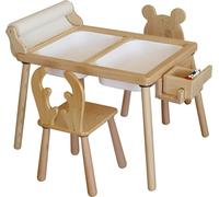 Skye Decor, Roll and 2 Chairs - White, set de table pour enfants, 100 % PIN, blanc, 53 x 74 x 52 cm