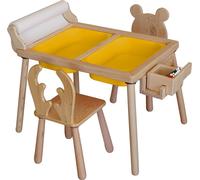 Skye Decor, Roll and 2 Chairs - Yellow, set de table pour enfants, 100 % PIN, jaune, 53 x 74 x 52 cm