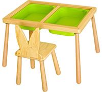 Skye Decor, Table and Chair - Green, set de table pour enfants, 100 % PIN, vert, 53 x 74 x 52 cm