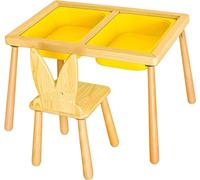 Skye Decor, Table and Chair - Yellow, set de table pour enfants, 100 % PIN, jaune, 53 x 74 x 52 cm