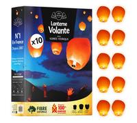 SKYLANTERN® 10x Lanterne Volante Chinoise 100% Biodégradable Orange - Lot de 10 Lampions en Papier Écologiques 100x60 cm - Idéal P