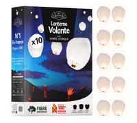 SKYLANTERN® 10x Lanterne Volante Chinoise Blanche - Lot de 10 Lanternes Célestes en Papier épais 100% ignifugé 100x60 cm - Idéal P