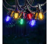 SKYLANTERN Guirlande Guinguette 10M 10 Bulbes Filament Blanc Chaud - Guirlande Lumineuse Ampoule E27 Rouge Bleu Jaune Vert - Guirlande Guinguette LED Filament rétro