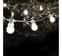 SKYLANTERN Guirlande Guinguette 10M Blanche Cable Blanc - Guirlande Electrique Exterieur 10 Bulbes Blanc - Guirlande Guinguette Exterieur Decoration Romantique, Déco pour Terrasse et Jardin