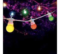 SKYLANTERN Guirlande Guinguette 10M Multicolore Cable Blanc - Guirlande Electrique Exterieur 10 Bulbes Multicolore - Guirlande Guinguette Exterieur Decoration Romantique, Déco pour Terrasse et Jardin