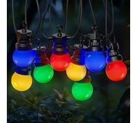 SKYLANTERN Guirlande Guinguette 30M Multicolore - Guirlande Lumineuse Exterieure LED 30 bulbes Rouge Vert Bleu Jaune - Guirlande Guinguette Exterieure Multicolore de 30M + 3M de cable