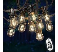SKYLANTERN Guirlande Guinguette 50M 100 Bulbes Filament Blanc Chaud avec Variateur de Luminosité et Télécommande - Guirlande Lumineuse Ampoule E27 Transparente Dimmable - Guirlande Guinguette Led