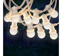 SKYLANTERN® Guirlande Guinguette 50m Câble Blanc IP65-50 Ampoules LED Remplaçables 2800K - Guirlande Lumineuse Extérieure Étanche pour Mariage, Terrasse et Parc