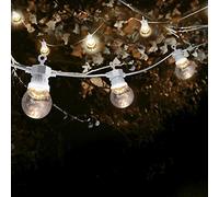 SKYLANTERN Guirlande Guinguette 50M Cable Blanc - Lampe Guinguette Extérieur 50 Bulbes Transparents - Guirlande Ampoule Exterieur 50M + 3M de Cable Blanc