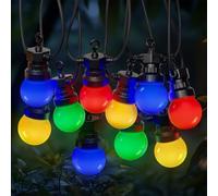 SKYLANTERN Guirlande Guinguette 50M Multicolore - Guirlande Lumineuse Exterieure 50 Bulbes Rouge Bleu Jaune Vert - Guirlande Guinguette Exterieur 50M + 3M de cable