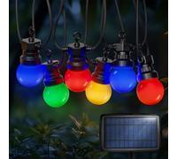 SKYLANTERN Guirlande Solaire Extérieur 10M Multicolore +3M de câble - Guirlande Lumineuse Exterieure Solaire 10 Bulbes Multicolore - Guirlande Guinguette Exterieur pour Deco Jardin Exterieur
