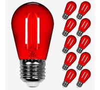 SKYLANTERN Lot de 10 Ampoules Filament Dimmable LED Rouge conçues pour Guirlande Guinguette IP65 2W - Ampoule LED E27 Rouge - Ampoule 5cm pour Guirlande Guinguette Culot E27 Multicolores