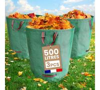 SKYLANTERN Lot de 3 * 500L Sacs de Déchets Jardin Résistants en Polypropylène - Sacs Poubelle Extérieurs avec 3 Poignées Renforcées pour Déchets Végétaux - Utile pour Déchets et Recyclage
