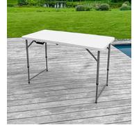 SKYLANTERN® Table Pliante 120 cm d'Appoint Rectangulaire Blanche Hauteur Réglable - Table de Camping 6 Personnes L120 x l60 x H74c