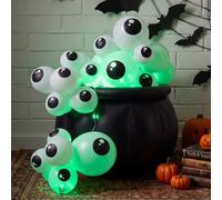Skylety Ensemble de chaudron bouillonnant d'Halloween avec guirlande lumineuse LED verte en forme de globe oculaire - Décoration de fête effrayante pour Halloween, centre de table, intérieur ou
