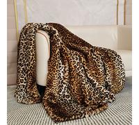 SKYLYZH Plaid Fausse Fourrure, Couverture Renard Imitation, Couverture en Fourrure Léopard, Couvertures de Luxe en Fausse Fourrure, Couvertures Décoratives, Convient pour Canapé-lit-180×150 cm