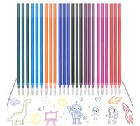 Skymico Lot de 24 recharges colorées [3 x 8 Faber 200 m de longueur d'écriture], compatibles avec les stylos gel Legami, recharges de 0,7 mm avec encre effaçable - Épaisseur moyenne - Recharge pour