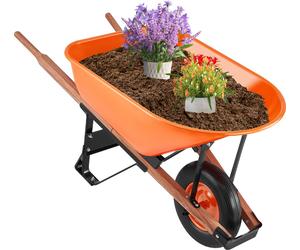SKYSHALO Diable universel de 6 pieds cubes, capacité de charge de 330 lbs, diable de cour à une roue avec poignée en acier et roues de 16 pouces à voie large, chargement simplifié pour le jardin, la p