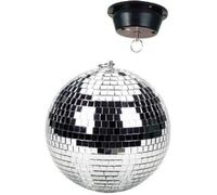 Fuzzix Boule à Facettes 20 CM MB20M avec Moteur, Disco Ball, DJ Light Effect, Boule Discothèque, Moteur 230V Électrique, Sphère en PVC, Boule Décoration Miroir, Eclairage Argenté, Sphère Club