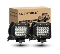 SKYWORLD 2 x 4 Pouces 60W 9D Feux de Travail Led Quadruple rangée Spot Feux Antibrouillard Projecteur Phare de Trava Led IP67 Imperméable pour camions tout-terrain SUV Bâteau 4x4 12V 24V
