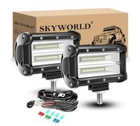 SKYWORLD Barre lumineuse LED de travail 13 cm 72W Flood lumineux étanche pour travaux hors route, feux de brouillard avec faisceau de câblage pour camion tracteur 4x4 voiture bateau utilitaire SUV 4WD