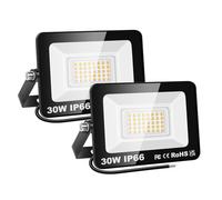 SKYWORLD Lot de 2 projecteurs LED d'extérieur 30 W, lumière de travail 3000 lm, lumière du jour, blanc chaud, lumières de sécurité 4000 K, jardin, cour, pelouse, aire de jeux, stade, lot de 2