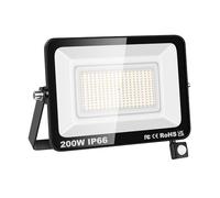 SKYWORLD Spot LED 200W avec détecteur de mouvement extérieur, spot extérieur 20000LM, projecteur LED IP66 étanche, spot super lumineux blanc froid 5000K pour jardin, garage, cours, couloir 1 pièces