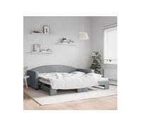 Slaapbank met onderschuifbed 100x200 cm stof lichtgrijs3197193