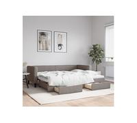 Slaapbank met onderschuifbed en lades 80x200 cm stof taupe3196612