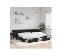 Slaapbank met onderschuifbed en lades 90x190 cm fluweel zwart3196778