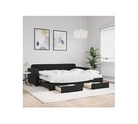 Slaapbank met onderschuifbed en lades 90x190 cm fluweel zwart3197016