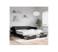 Slaapbank met onderschuifbed en lades 90x190 cm stof zwart3196882
