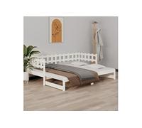Slaapbank uitschuifbaar 2x(80x200) cm massief grenenhout wit820767