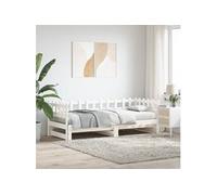 Slaapbank uitschuifbaar 2x(80x200) cm massief grenenhout wit840386