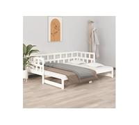 Slaapbank uitschuifbaar massief grenenhout wit 2x(90x200) cm820223