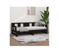 Slaapbank uitschuifbaar massief grenenhout zwart 2x(80x200) cm820291