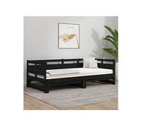 Slaapbank uitschuifbaar massief grenenhout zwart 2x(80x200) cm820321