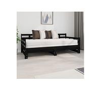 Slaapbank uitschuifbaar massief grenenhout zwart 2x(90x190) cm820386