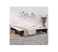 Slaapbank uitschuifbaar massief grenenhout zwart 2x(90x190) cm823393
