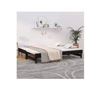 Slaapbank uitschuifbaar massief grenenhout zwart 2x(90x200) cm823383