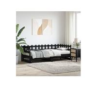 Slaapbank uitschuifbaar massief grenenhout zwart 2x(90x200) cm840390