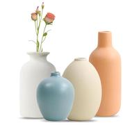 SLAKOZYT Lot de 4 vases en céramique colorés - Petits vases rustiques modernes - Pour la décoration de la maison, le bureau, la bibliothèque, la table basse, H0236A06