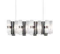 SLAMP lampe à suspension LA LOLLO LINEAR LARGE (Pewter / White - Cristalflex® / Lentiflex® / Pewterflex® brossé)