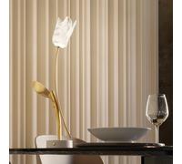 SLAMP lampe de table TULIP BATTERY (Base blanche - Lentiflex® et aluminium anodisé)
