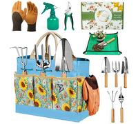 SLARMOR Kit de Jardinage Robuste 10 pièces en Acier Inoxydable avec sécateur Gants et Sac de Rangement idéal pour Femmes et Hommes Un Cadeau Parfait pour Les jardiniers